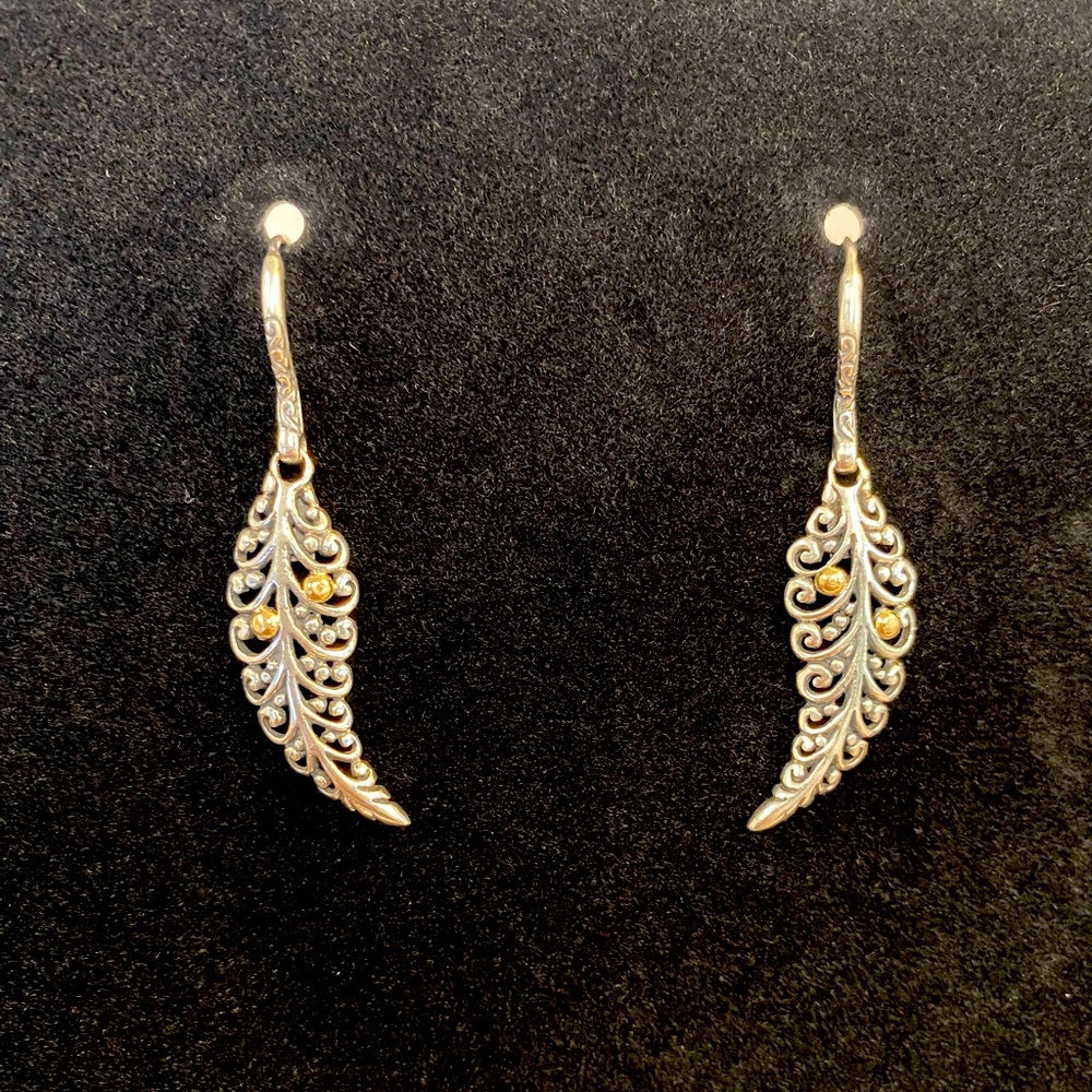 Sterling Silver and 18k Gold Leaf Earrings Artisan-Made | Samuel B. | Great gift